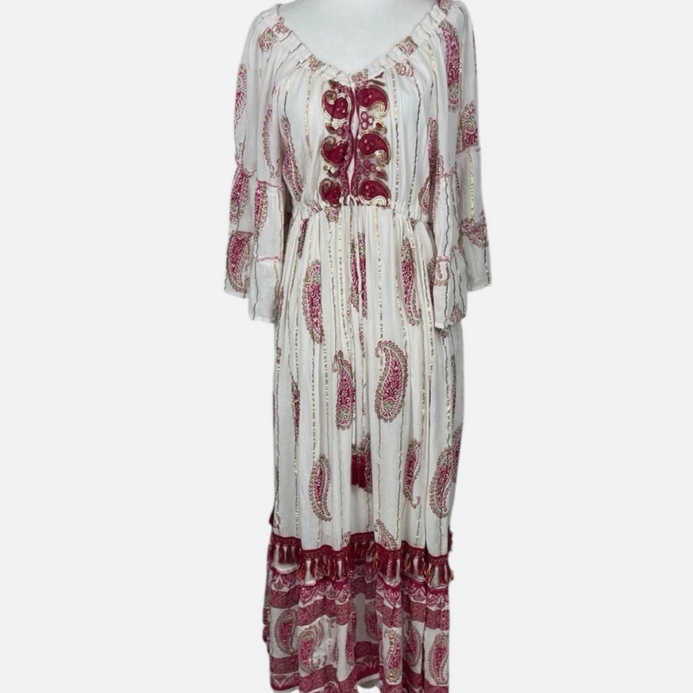 Me 2 Magic Dress Maxi Boho Peasant Gypsy Prairie Meream Viscose Dress